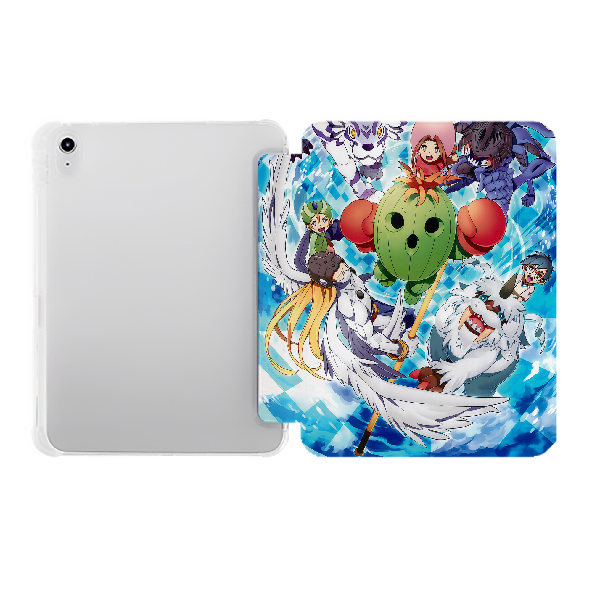 （画像用） Digimon デジタルモンスター/デジモン IPad ケース ペン収納付き 三つ折りスタンド PUレザー×シリコン 対応機種9.5/10.5/10.9インチ
